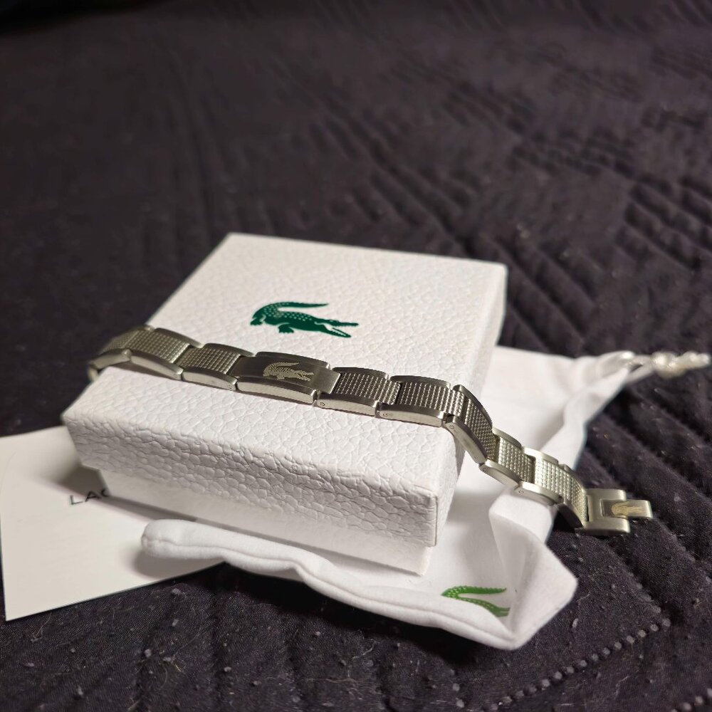 Lacoste Silver Metropole Bracelet w/ Croc Emblem